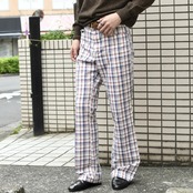 70's check flare pants