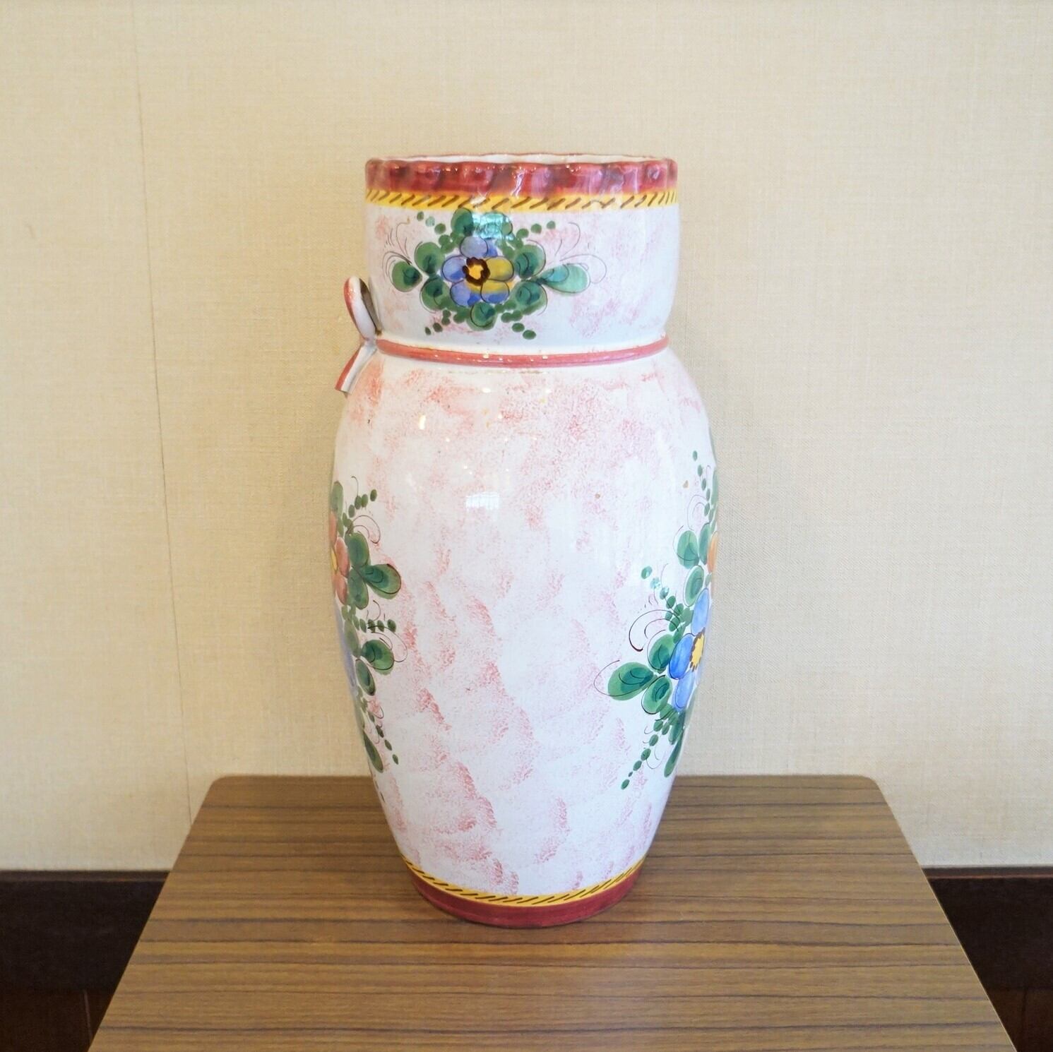 イタリア製 大きなハンドペイントのつぼ（花瓶） | 純喫茶家具の村田商會