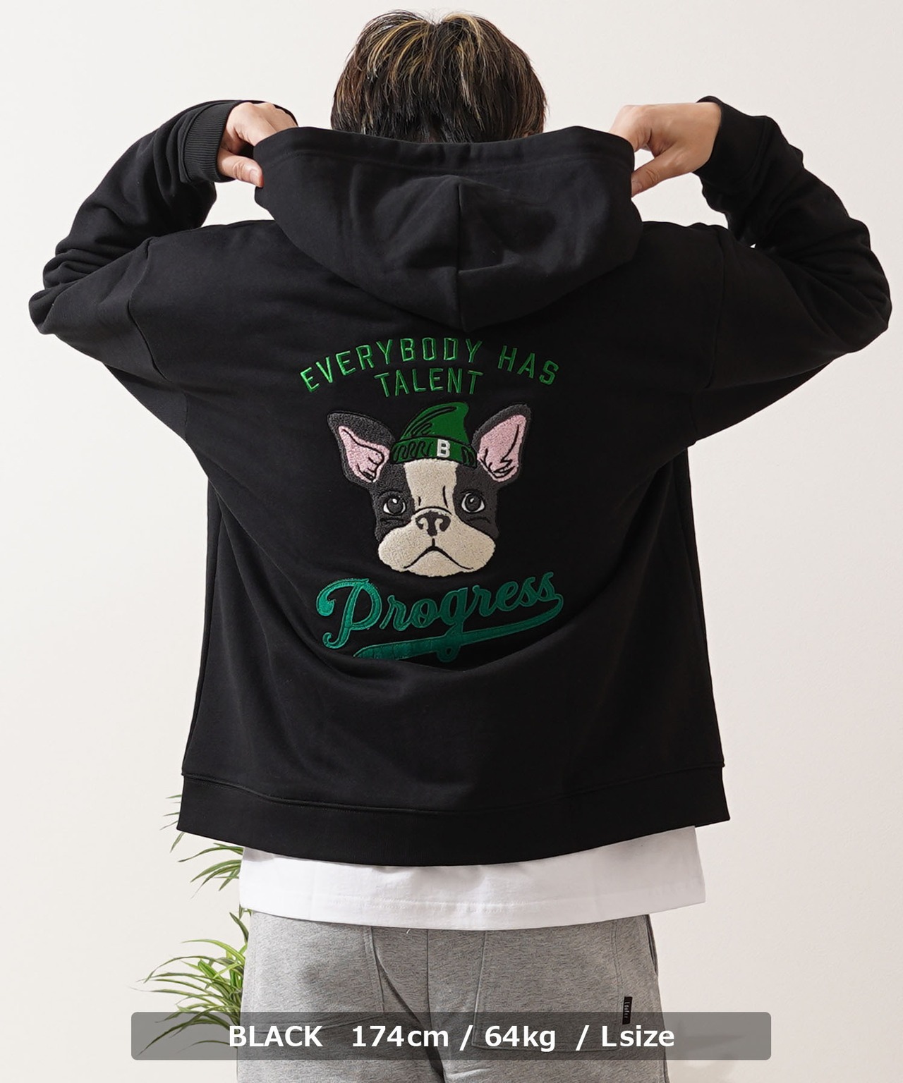 ◆フレブル サガラ刺繍 ジップパーカー◆sb-g9481452g