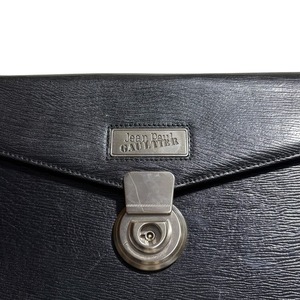 Jean Paul GAULTIER black leather clutch bag