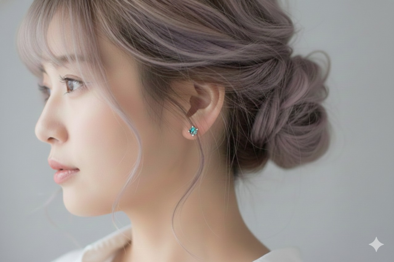 アヴァロンシェル×クリスタルの一粒ピアス