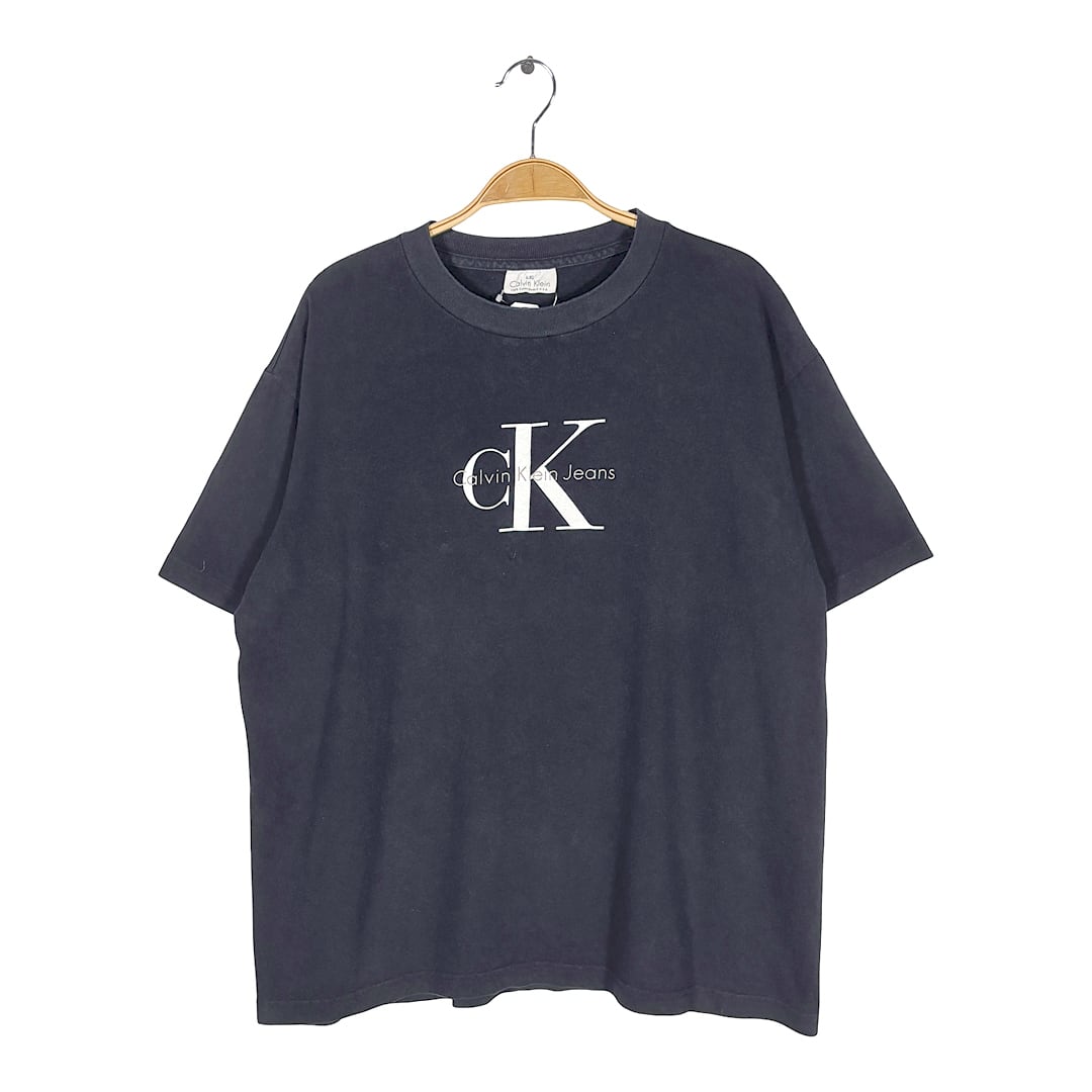 90s カルバンクライン USA製 ヴィンテージ Tシャツ ロゴ ブラック CALVIN KLEIN JEANS サイズL BZ0698