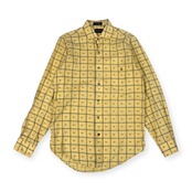 90s USA製 GANT ガント Chesapeake twill アニマルデザイン バード チェック 長袖 ネルシャツ S/イエロー系 メンズ ビンテージ VAN JAC