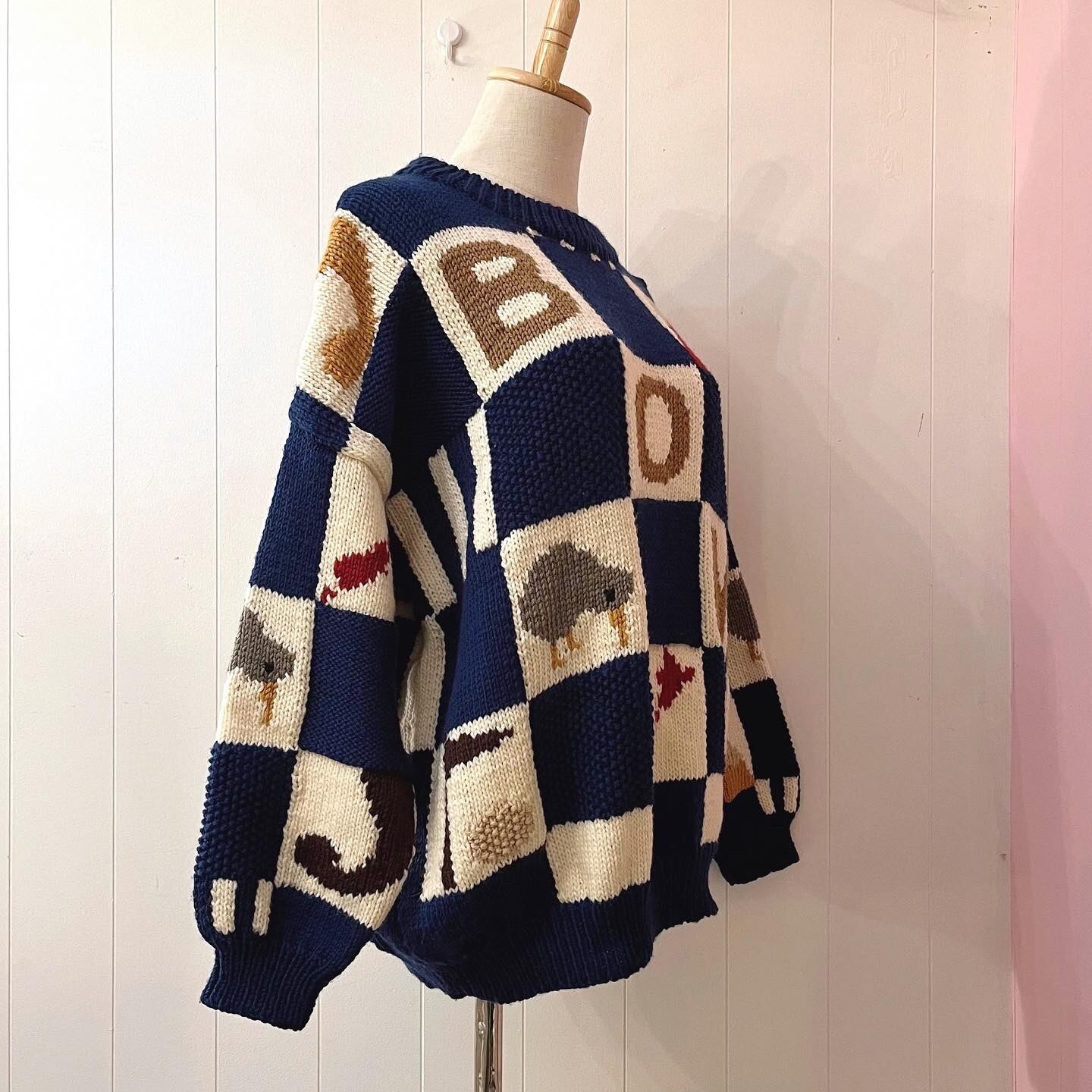 made in new zealand blue block sweater