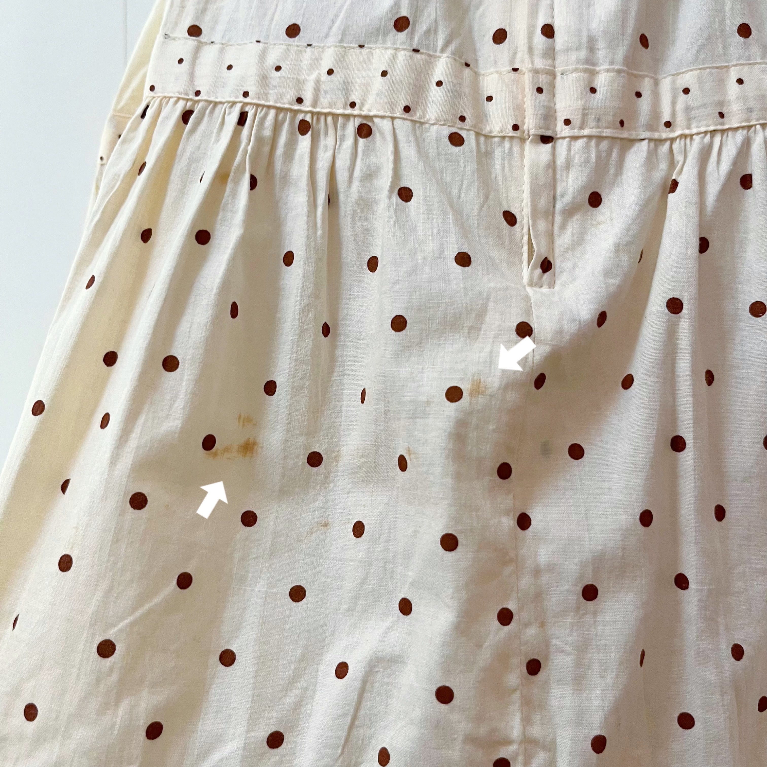 cream brown dot blouse & skirt set up
