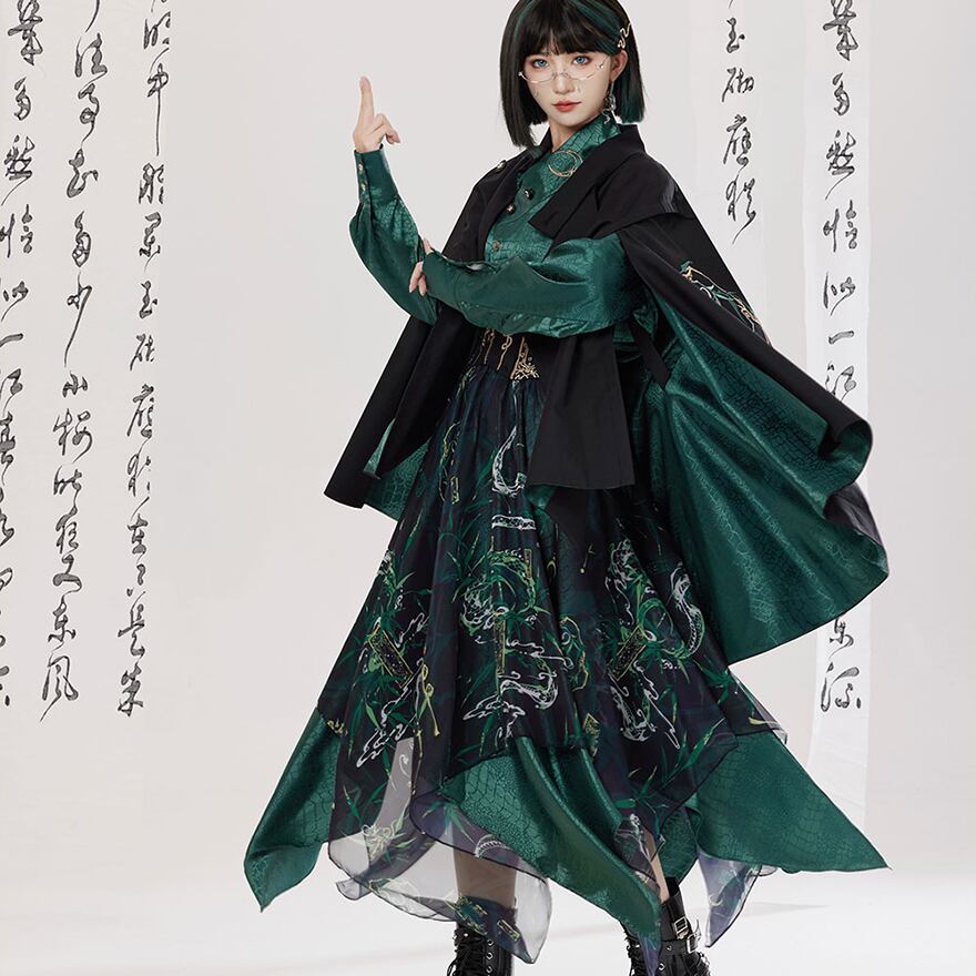 中華ゴシック 蛇柄刺繍ジャケット 民族調×ユニセックス｜WithU