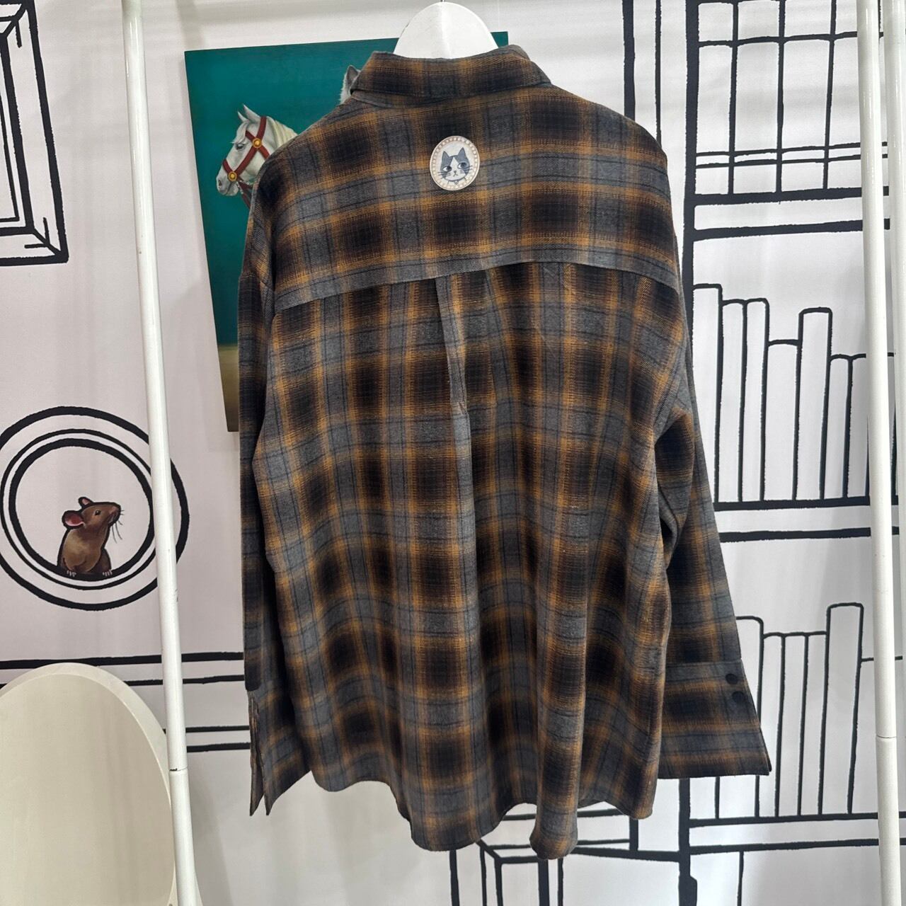 バックオリジナルプリントチェックシャツ
