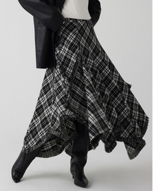 エッジフリンジ チェックAラインスカート A0733