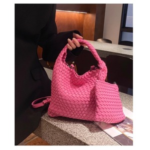 woven leather bag with pouch set（6color）＜b1888＞