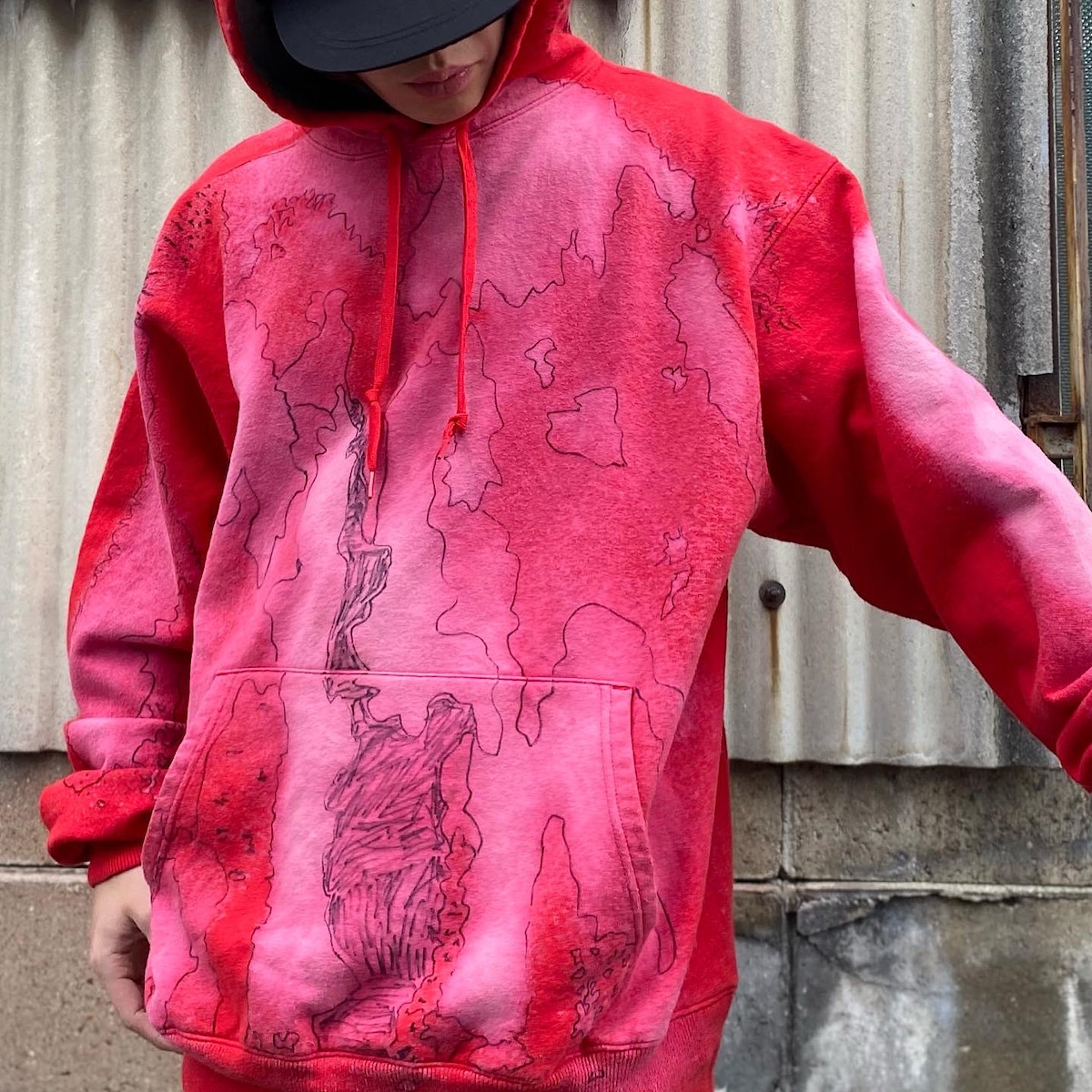 Champion チャンピオン ハンドペイント ブリーチ アート プルオーバー 