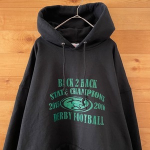 【JERZEES】フットボール football BACK 2 BACK プリント スウェット パーカー フーディー XL ビッグサイズ US古着