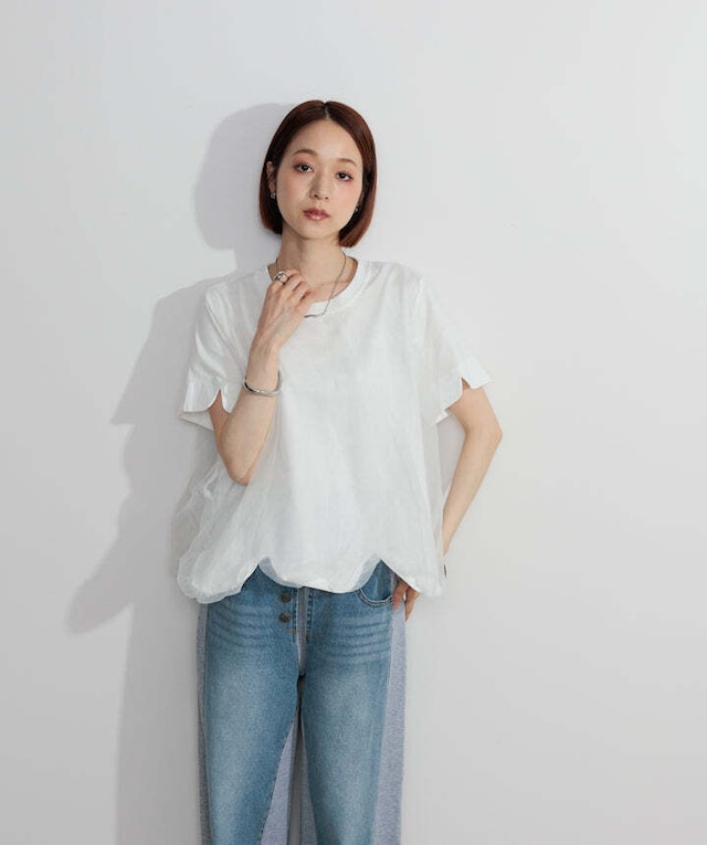 2605147 オーバーチュールスカラップTシャツ white