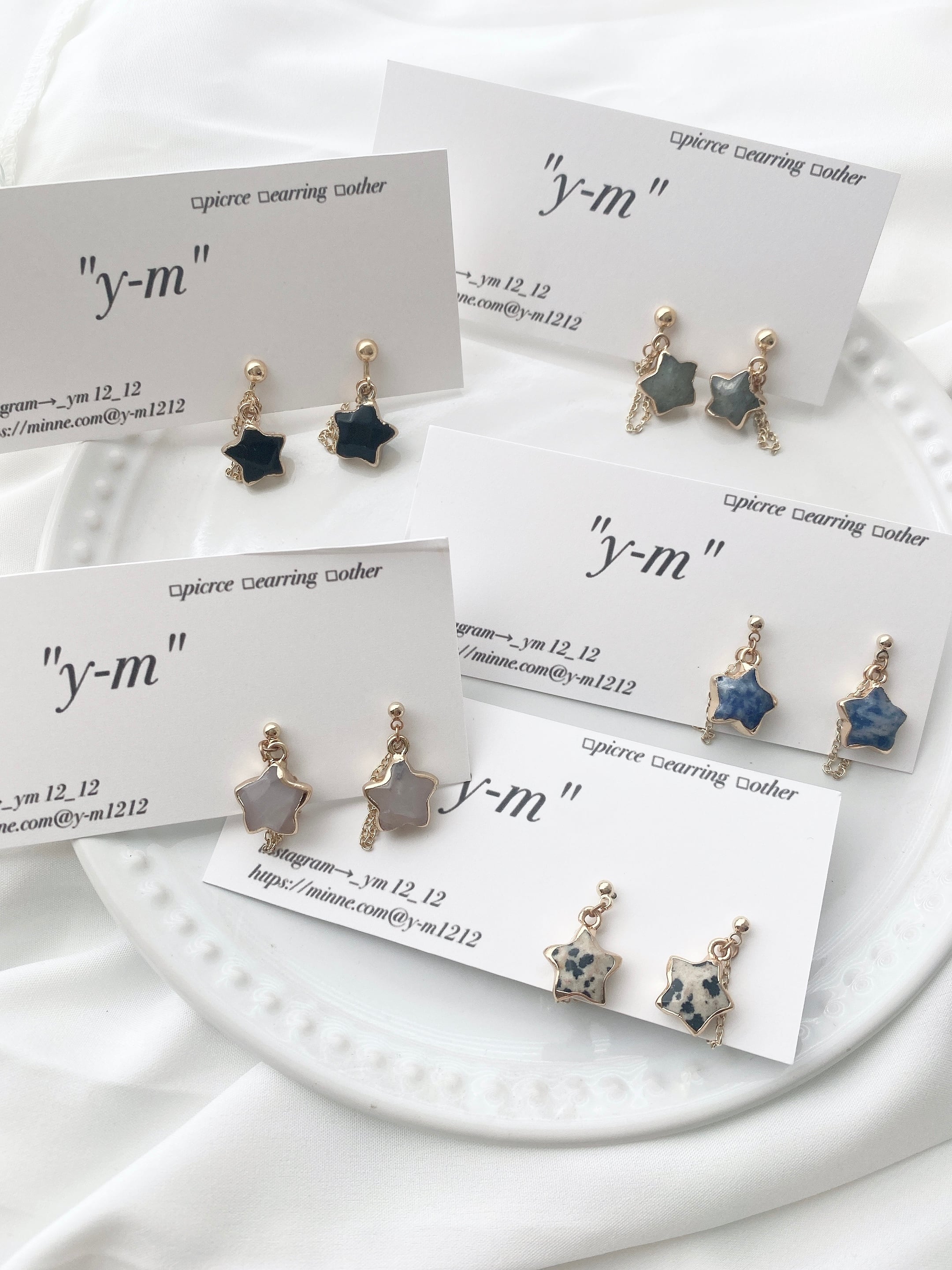 星形の天然石/y-m-上品なハンドメイドピアス | y-m-上品なハンドメイド