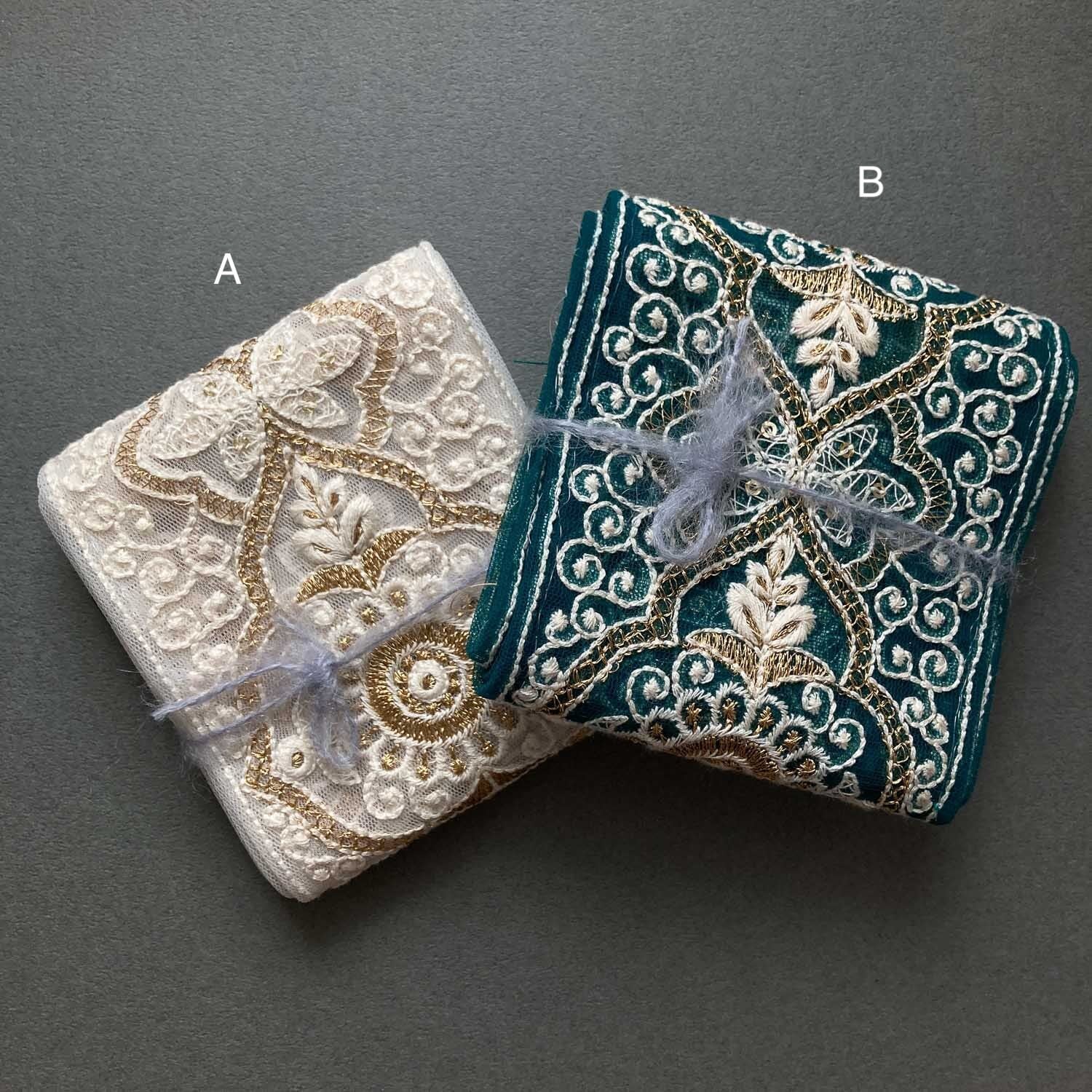 アレクサンドル・チュルポーアラベスク柄刺繍 グレー 再入荷〉アラベスク風刺繍チュールレース（50cmカット） | Dua