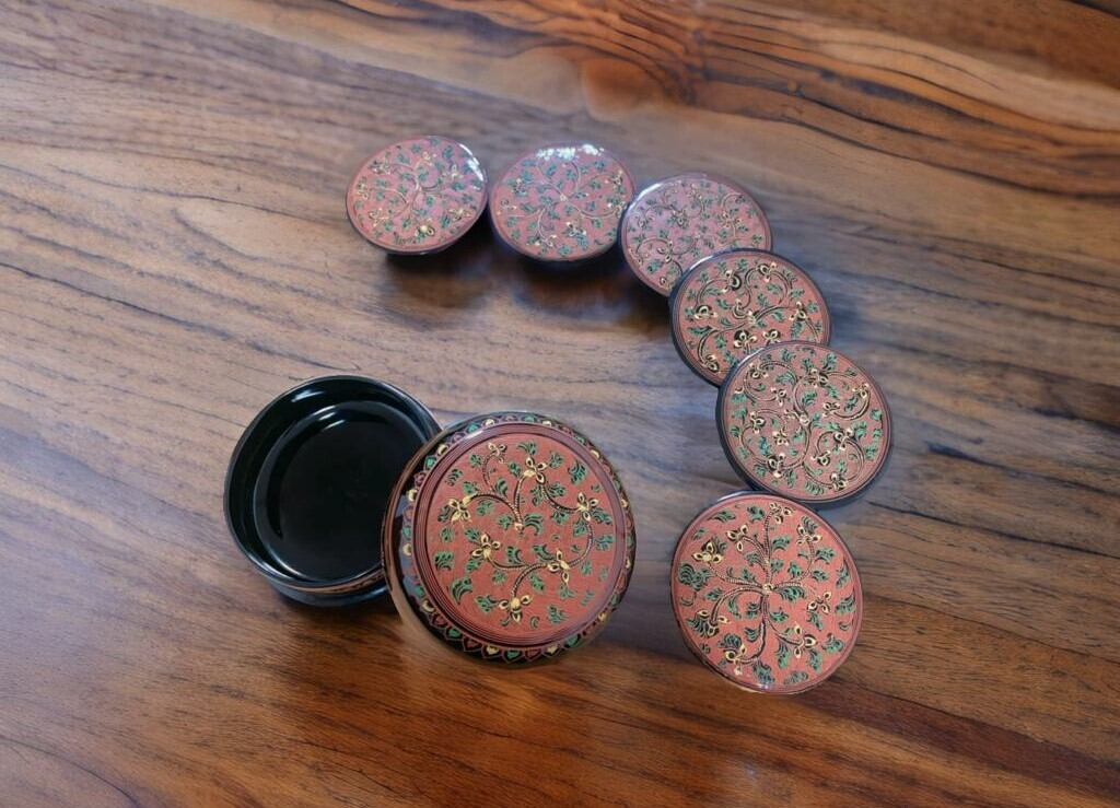 ミャンマー キンマ 漆のトレー お盆 エスニック アジアン 細密画 ミャンマー キンマ 漆のトレー | からす舎