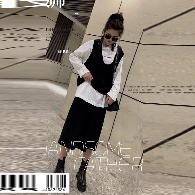 2020年秋新しいプラスサイズの女性の脂肪mmチョッキバストスカートスリーピーススーツ年齢の削減と薄さ ミックスインファッション16359861141