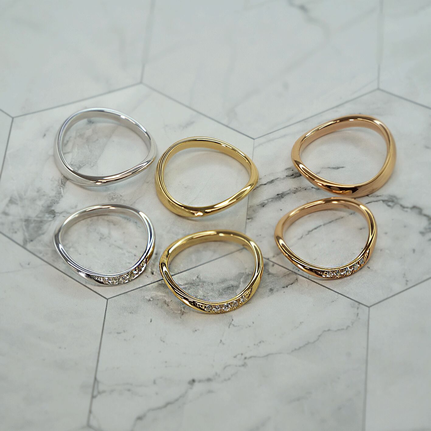 【18金 プラチナ マリッジリング 結婚指輪】K18 Pt950 天然ダイヤモンド 結婚指輪  マリッジリング ペアリング シリーズ021