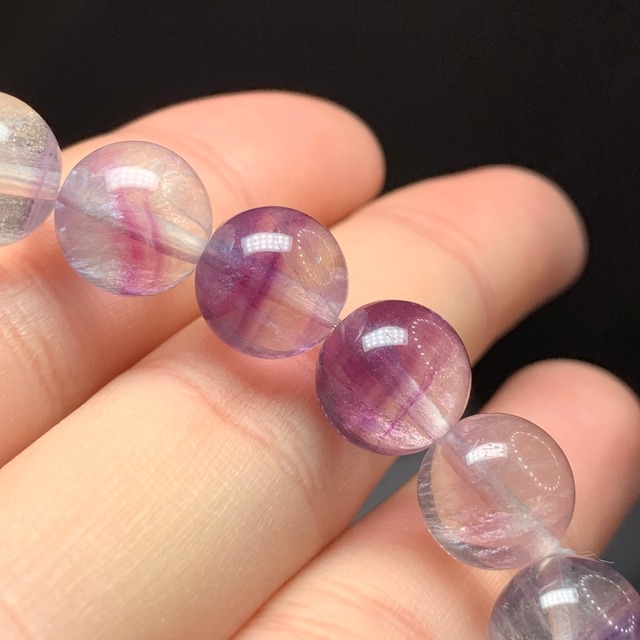 f132.透明度あり☆パープルメイン♪フローライトブレスレット