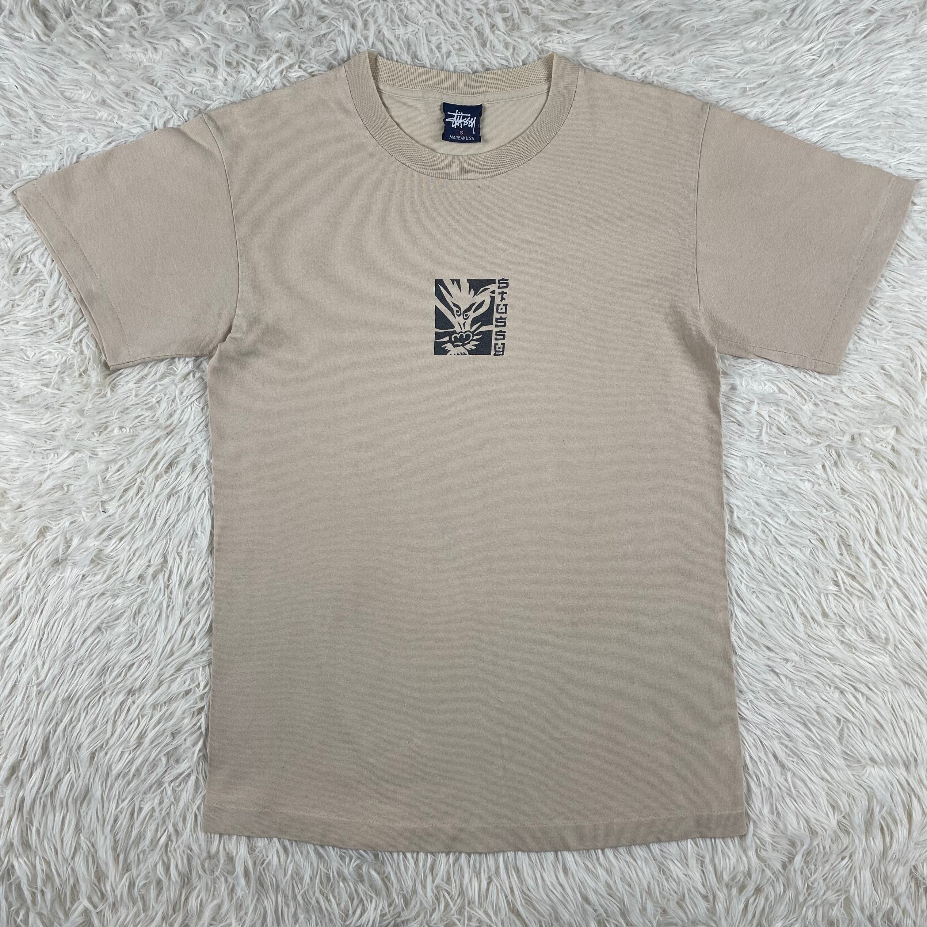 “紺タグ” old stussy ビックロゴ プリント Tシャツ シングル XL