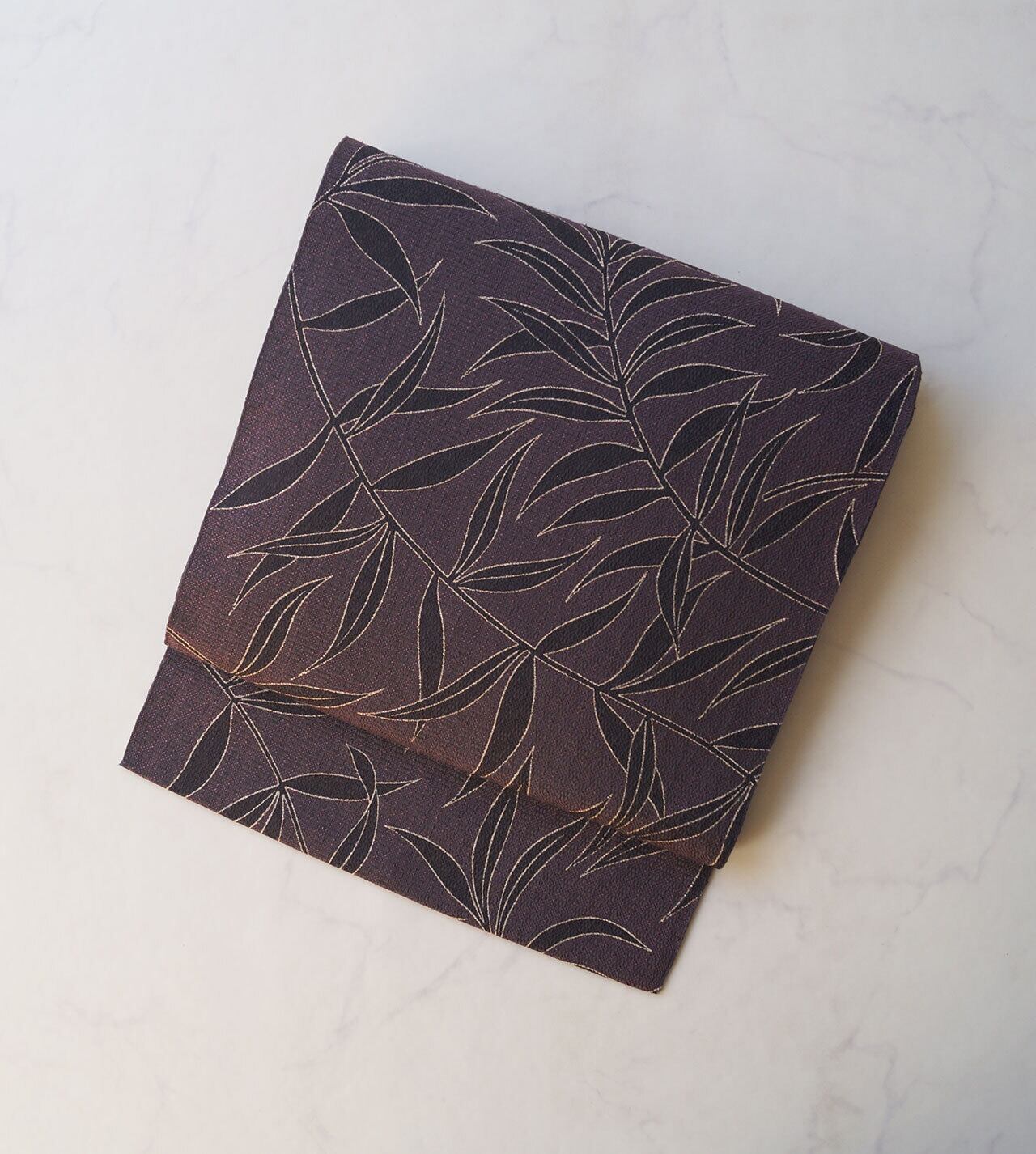 なごや帯】似せ紫色地 植物文 八寸紬なごや帯 | 大山キモノ・ちぇら