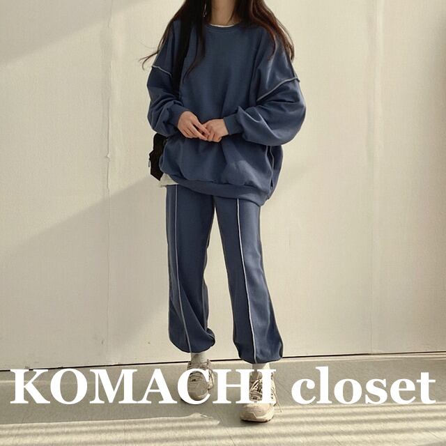 【送料無料】 カジュアルスポーツウェアセットアップ 2点セット 上下セット トレーナー 長袖 ラウンドネック プルオーバー パンツ ウエストゴム ポケット ハイウエスト ルーズ 韓国 レディース 可愛い 大人可愛い 大人女子 きれいめ シンプル カジュアル スポーティー 大人 こなれ感 大人女子 クール レトロ M L XL 2XL 3XL ネイビー ベージュ グレー ブラック 春 夏 秋 10代 20代 30代 運動 スポーツ 普段使い コーデ トレンド スタイル 脚長 美脚