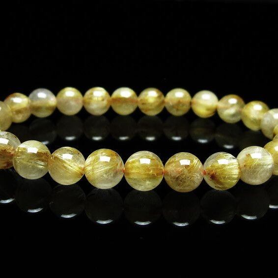 ルチルクォーツ ブレスレット 7mm タイチンルチルクォーツ タイチンルチル 一点物 メール便可 [M便 1/10] 111-49055