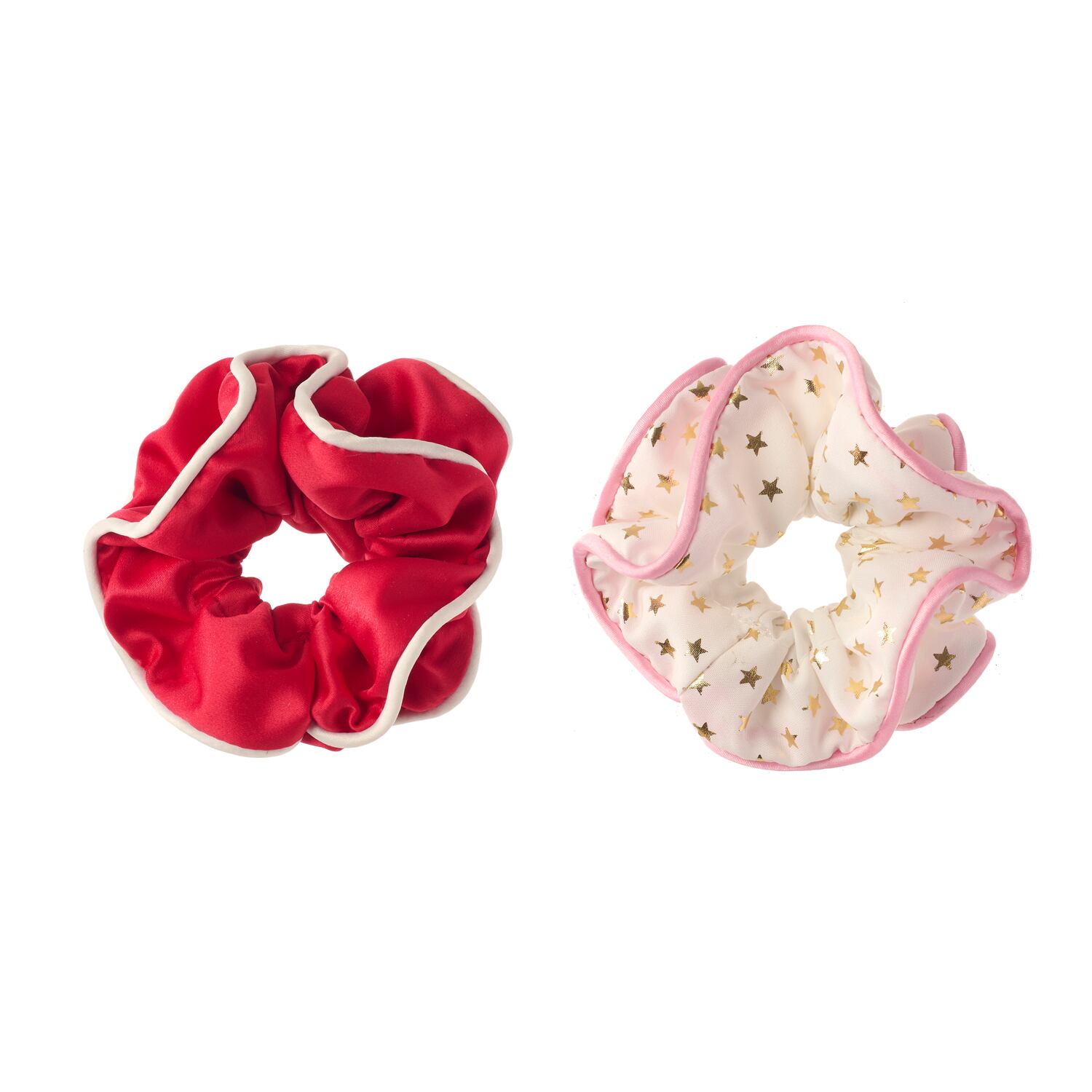 X561:Festive Double Ruffle Scrunchies-MULTI