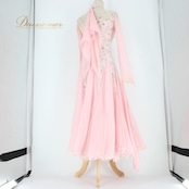 社交ダンス 衣装 スタンダード ドレス ワンピース パーティドレス prima boutique プリマブティック フロート スパンコール レース 長袖 ピンク系 華やか 上品 ふんわり シルエット 軽やか 花模様 ポリエステル Mサイズ おしゃれ フェスティバル カラオケ 結婚式 発表会 ダンス用品 エレガント レディース