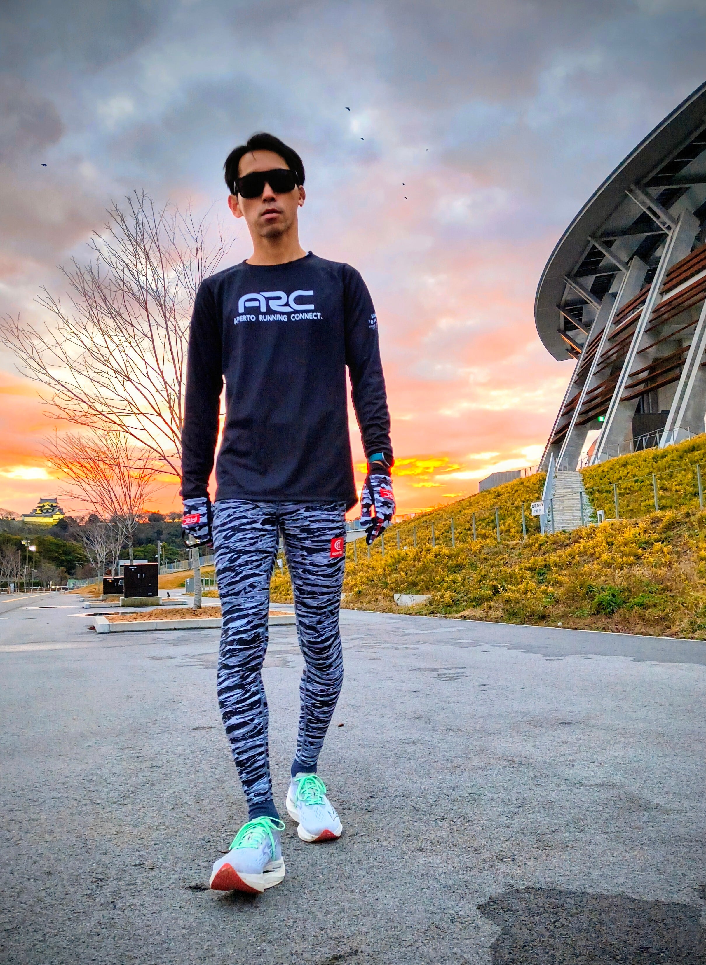 AP 126286】メンズ 全昇華 ロングタイツ 霧柄 | aperto