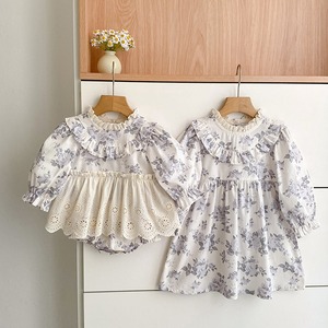 ベビー服 姉妹コーデ ロンパース ワンピース 女の子 66-130㎝ ベビードレス 花柄 長袖 女の子 キッズ 春 秋服 子ども 子供 新生児 赤ちゃん 姉妹 26LT1131