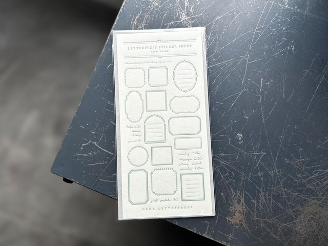 "NEW" 限定色 LETTERPRESS sticker sheet【FRAME / Sage green】
