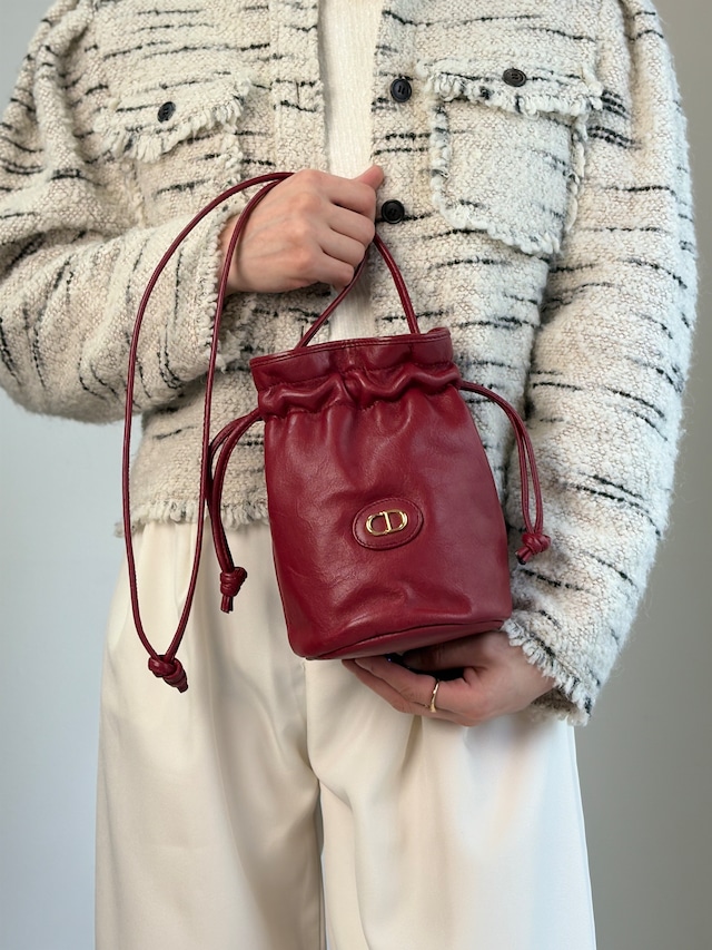 Christian Dior クリスチャン ディオール CD レザー ハンドバッグ 2WAY ショルダーバッグ ブラウン vintage ヴィンテージ オールド ibmsk8