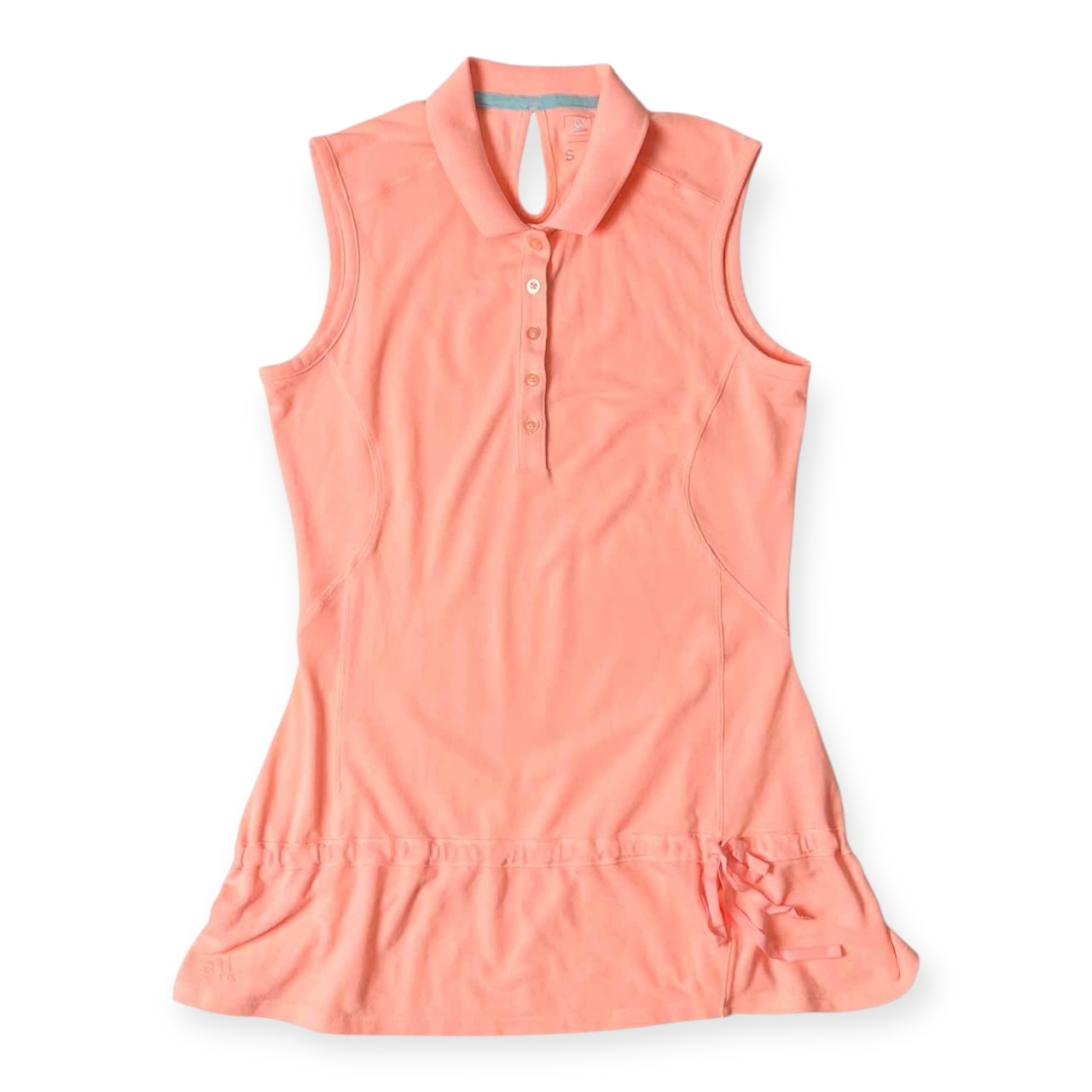 adidas GOLF アディダス ゴルフ ノースリーブ チュニック丈 ポロシャツ S/蛍光ピンク レディース