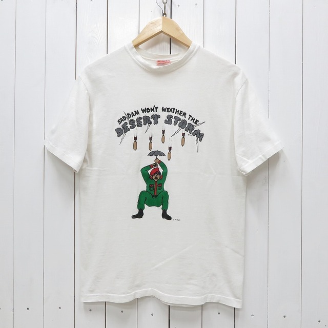 90s DESERT STORM フセイン プリントTシャツ ビンテージ メンズ Mサイズ相当