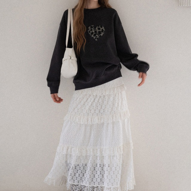 leopard heart sweatshirt　J00345