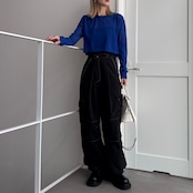 crew neck tulle sheer short tops/bule