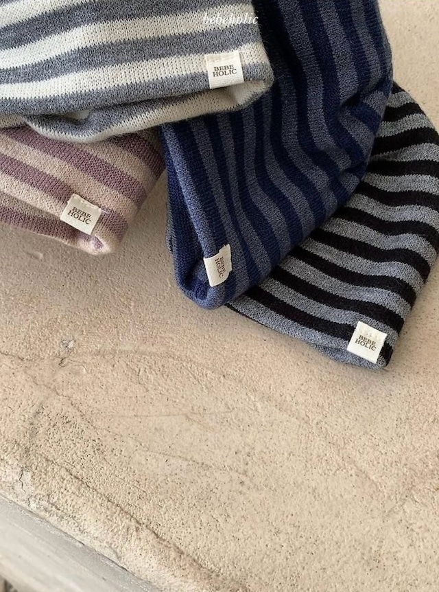 【先行〆8/14 23:59 5%OFF】2571 stripe knit hat / BEBE HOLIC