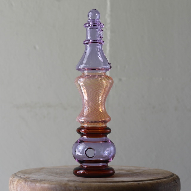耐熱ガラスのお香立て Bottle Type [Purple Amber]