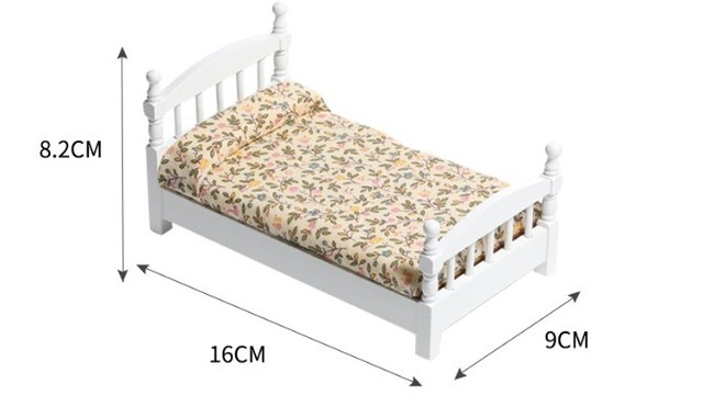 020-30070　ミニチュア家具　bed　シングルベッド【ラティス】 White