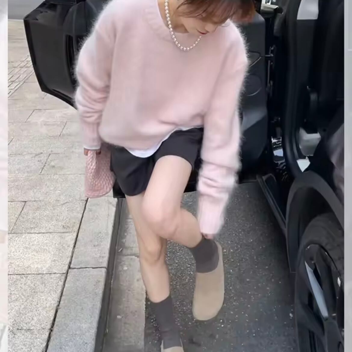 pink round neck soft knit