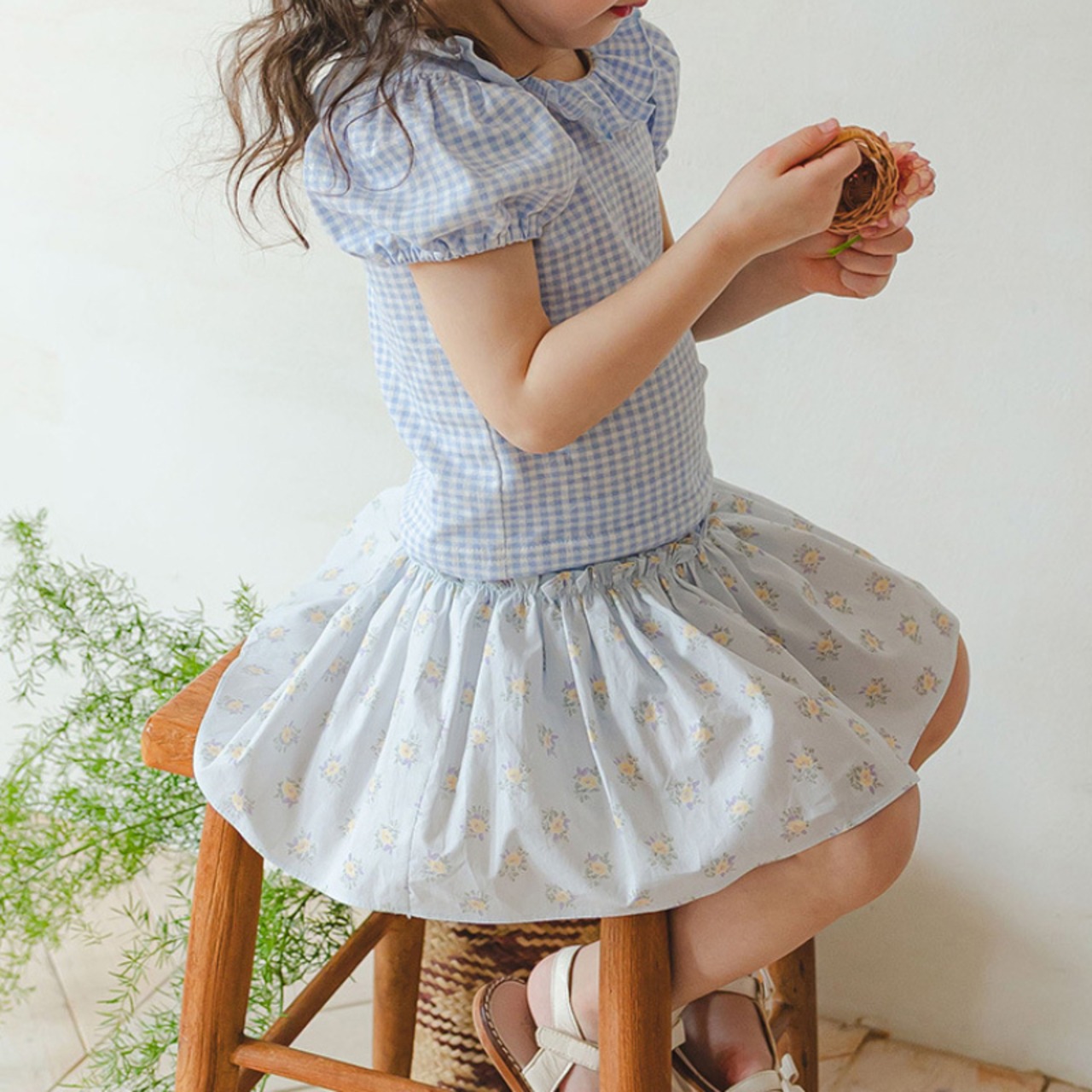 夏花柄レギンス付きスカート