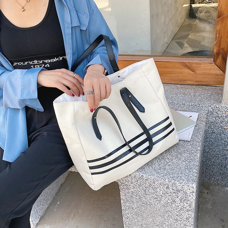 夏の大きなバッグレディースバッグ2020ニューウェーブネットレッドキャンバスショルダーバッグエインスタイルワイルド大容量トートバッグ Tiancai_Wing_Bag2446723