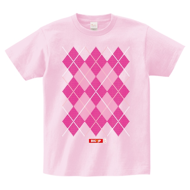 新作 冬T！アーガイルTシャツ ピンクカラー ：期間限定色ライトピンク