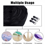 BENECREAT #3全長10mナイロンファスナーセット 黒色ファスナーテープ 20個プラスチック引き手 スライダー交換 ジッパー修理 服装 バッグ ジッパー交換 修理キット 裁縫