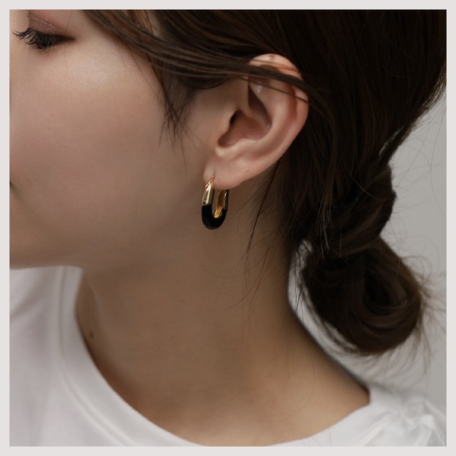Hoop pierce -Gold×Black-