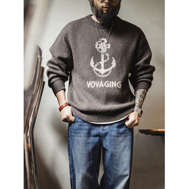 Marine Vintage Knit Sweater【G0943】