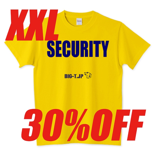 ＜XXLサイズ 30%OFFセール！＞SECURITY TシャツREAL TYPE コットン 紺プリント：黄色