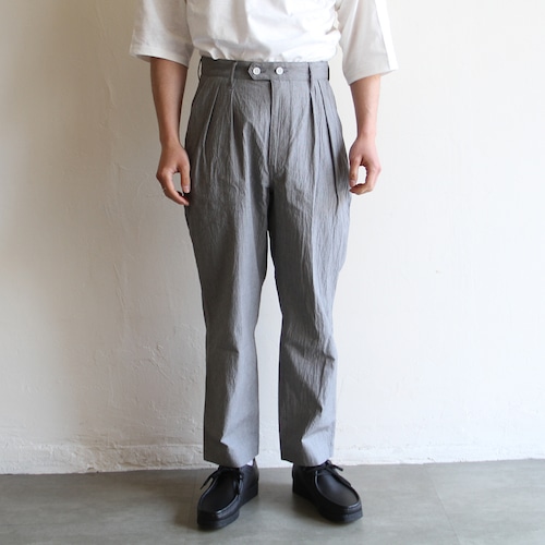 H.UNIT【 mens 】washed check two tuck trousers