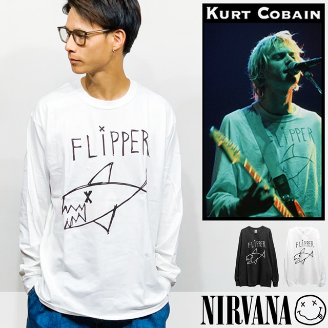 NIRVANA ニルヴァーナ「FLIPPER」 リブロンT　(長袖Tシャツ）バンドTシャツ  lstee-nirvana-flipper