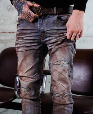 TGFCLUB drip slim pants